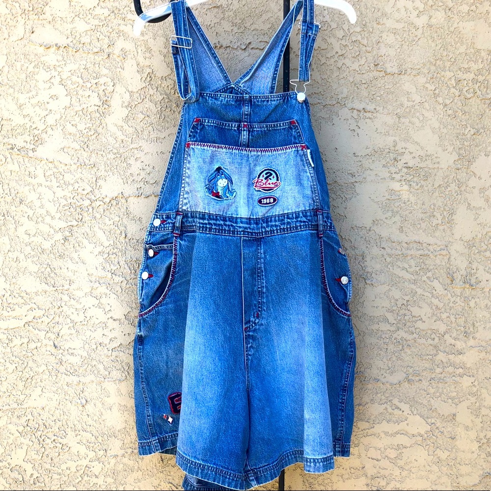Vintage Disney Main Street Eeyore Denim Short Overalls